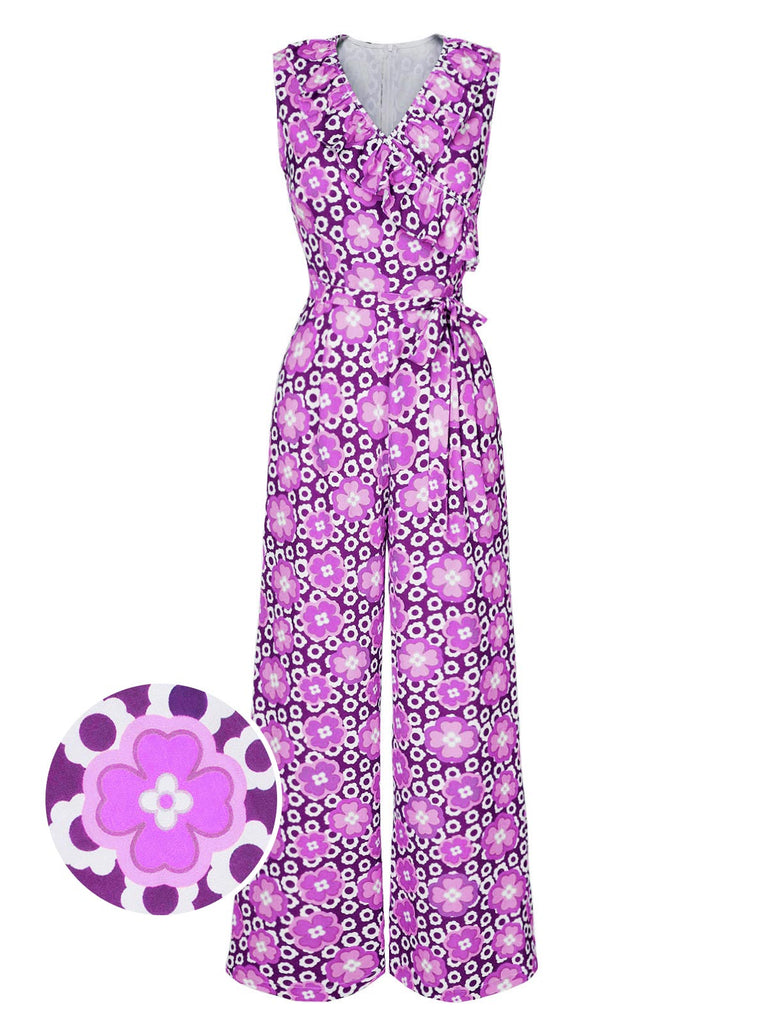 She adds this 1970s V-Neck Floral Belted Sleeveless Jumpsuit and suddenly it's 1970s perfection