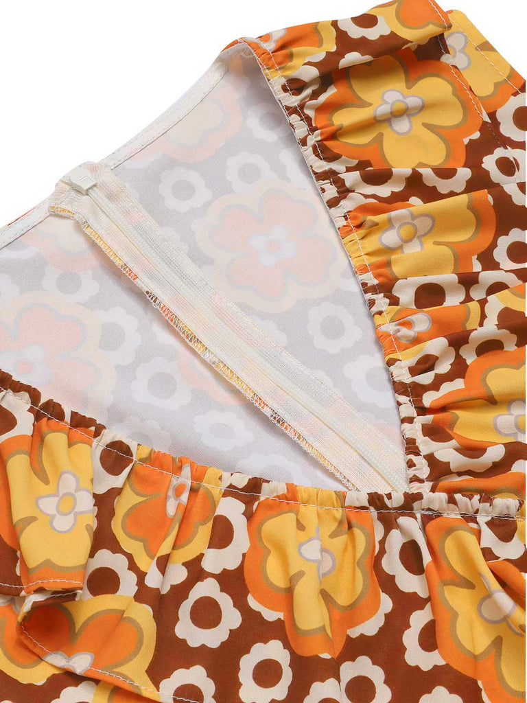 She adds this 1970s V-Neck Floral Belted Sleeveless Jumpsuit and suddenly it's 1970s perfection