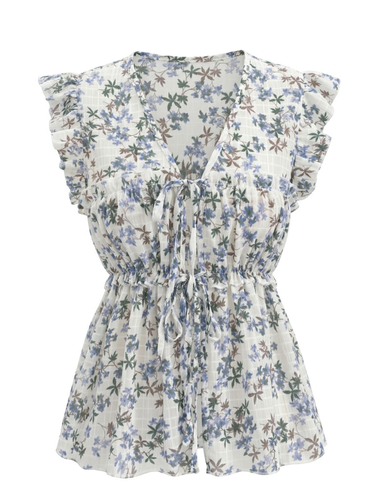 Blue 1950s Vintage Retro Blouse 3