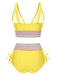She's wearing 1970s V-Neck Patchwork High-Waist Bikini and the whole beach remembers the 1970s