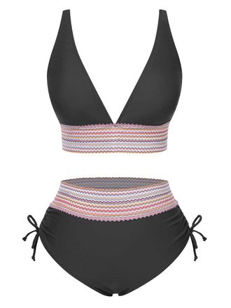 She's wearing 1970s V-Neck Patchwork High-Waist Bikini and the whole beach remembers the 1970s
