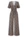 She finds her 1970s story in this 1970s V-Neck Puff Sleeve Leopard Jumpsuit