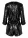 1970s V-Neck Sequin Long Sleeve Romper - vintage jumpsuit, retro fashion