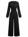 1970s V-Neck Solid Twist Long Sleeve Jumpsuit - vintage jumpsuit, retro fashion