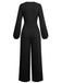 1970s V-Neck Solid Twist Long Sleeve Jumpsuit - vintage jumpsuit, retro fashion