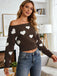 1970s Valentine Heart Asymmetrical Shoulder Pullover Sweater - vintage fashion, retro style