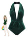 She's wearing Dark 1970s Velvet Deep V-Neck Swimsuit and the whole beach remembers the 1970s
