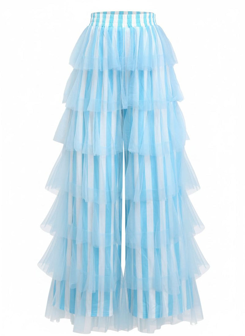 1970s Vertical Stripe Mesh Tiered Ruffle Pants | Retro Stage 1970s Vertical Stripe Mesh Tiered Ruffle Pants | Retro Stage
