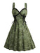Green 1950s Paisley Lace Patchwork Swing Dress