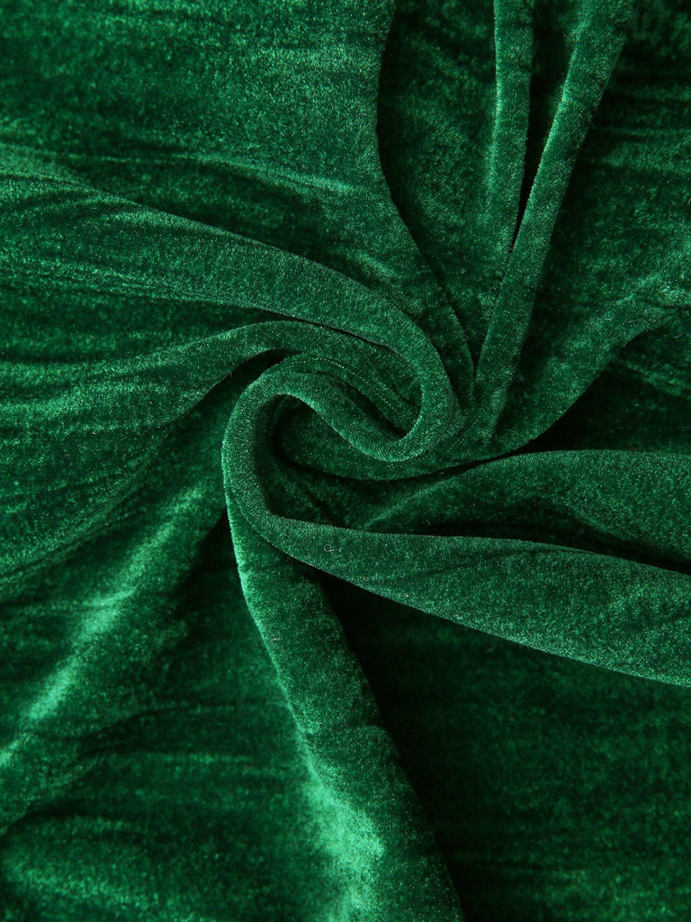 2PCS Green 1980s Solid Pleated Flannelette Blazer & Wide-Leg Pants - vintage fashion, retro style