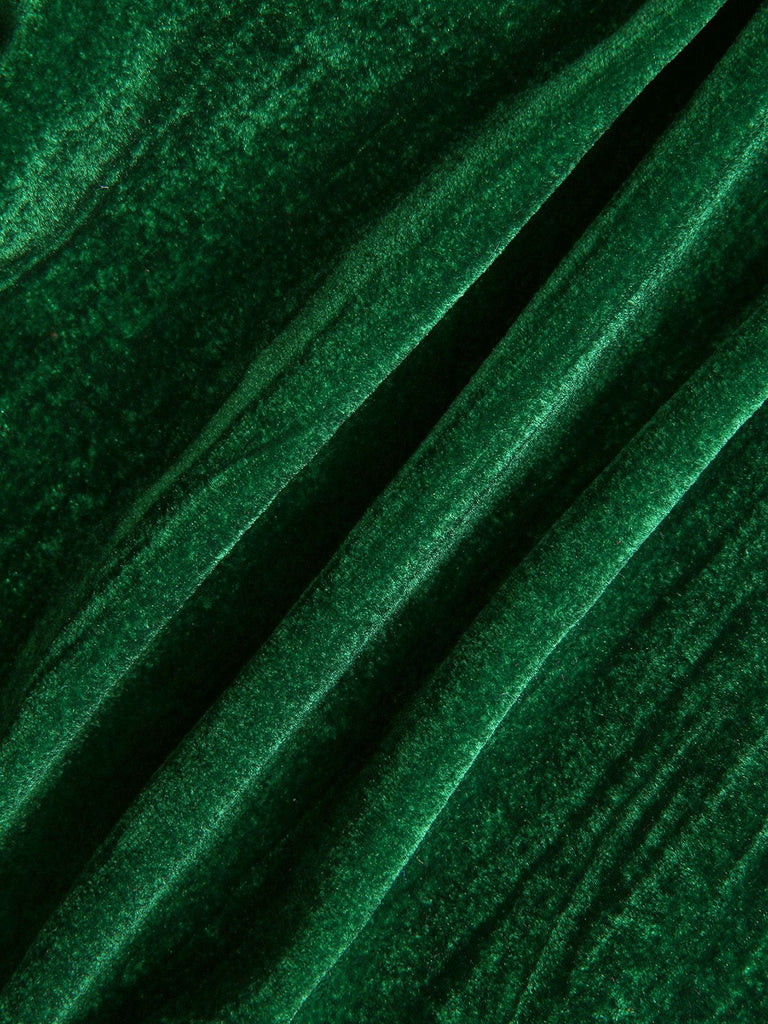 2PCS Green 1980s Solid Pleated Flannelette Blazer & Wide-Leg Pants - vintage fashion, retro style