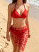 3PCS 1980s Halter Bikini Set & 3D Butterfly Sheer Cover-Up - vintage fashion, retro style