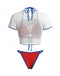 3PCS 1980s Patriotic Graphic Mesh Crop Top & Bikini Set - vintage fashion, retro style