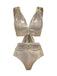 5PCS Gold 1980s Bejeweled Metallic Egyptian-Inspired Bikini Set - vintage fashion, retro style, elegant red