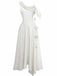 1980s Asymmetric One-Shoulder Draped Midi Dress - vintage dress, retro fashion