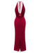 1980s Backless Cowl Glitter Halter Slit Maxi Dress - vintage dress, retro fashion