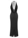 1980s Backless Cowl Glitter Halter Slit Maxi Dress - vintage dress, retro fashion