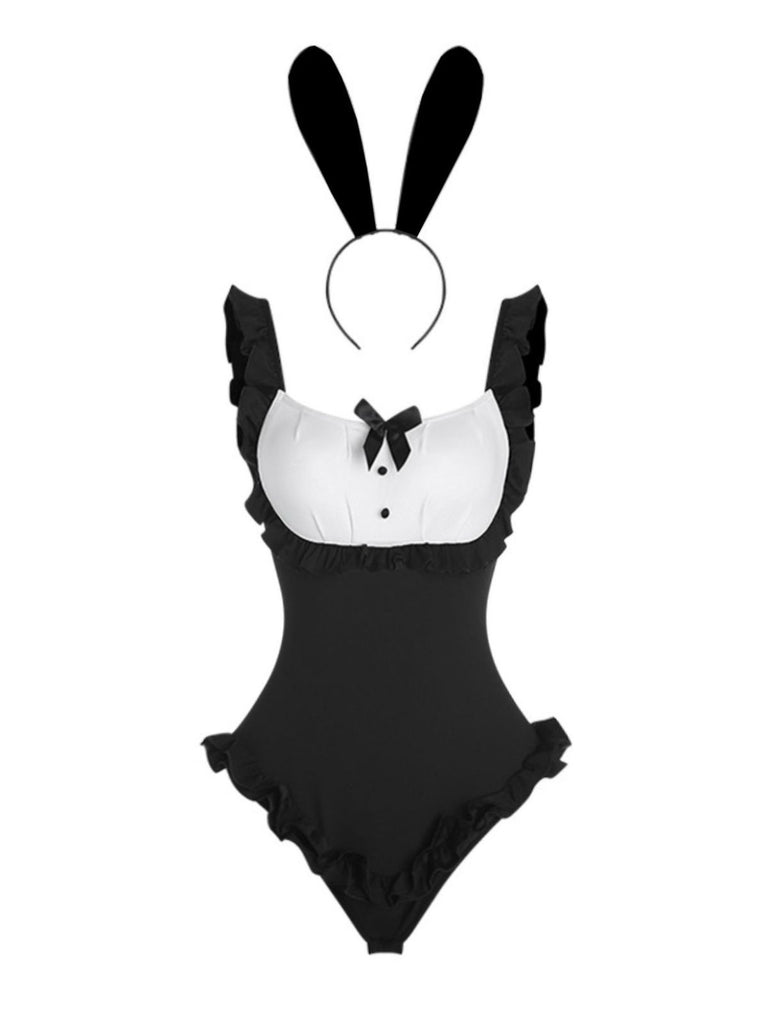 1980s Bunny Girl Bodysuit Loungewear Set - vintage fashion, retro style