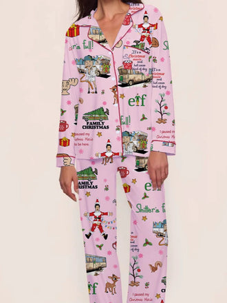 1980s Christmas Print Pajama Set - vintage fashion, retro style