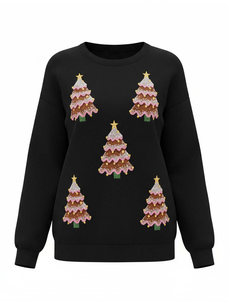 1980s Christmas Tree Sequin Sweater - vintage fashion, retro style