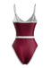 1980s Contrast Belted One-Piece Swimsuit | vintage swimwear, retro swimsuit, pin-up style - perfect for retro fashion enthusiasts