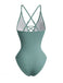 Elegant 1980s Vintage V Neck Swimsuit 6