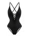 Elegant 1980s Vintage V Neck Swimsuit 1
