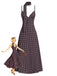 Brown 1980s V-Neck Polka Dot Tie Spaghetti Strap Dress - vintage dress, retro fashion