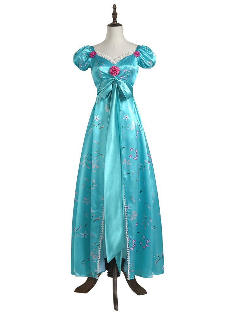 1980s Enchanted Giselle-Inspired Cosplay Floral Princess Dress - vintage dress, retro fashion, elegant red