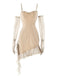 1980s Glitter Ruffled Spaghetti Strap Bodycon Dress - vintage dress, retro fashion