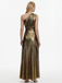 Gold 1980s Metallic One-Shoulder Pleated Party Dress - vintage dress, retro fashion, glamorous gold