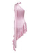 Peach Pink 1980s Solid Ribbon Tie Surplice Satin Dress - vintage dress, retro fashion