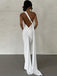 1980s Solid One-Shoulder Evening Backless Dress with Train - vintage dress, retro fashion