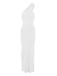 1980s Solid One-Shoulder Evening Backless Dress with Train - vintage dress, retro fashion
