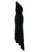 1980s Solid One-Shoulder Evening Backless Dress with Train - vintage dress, retro fashion