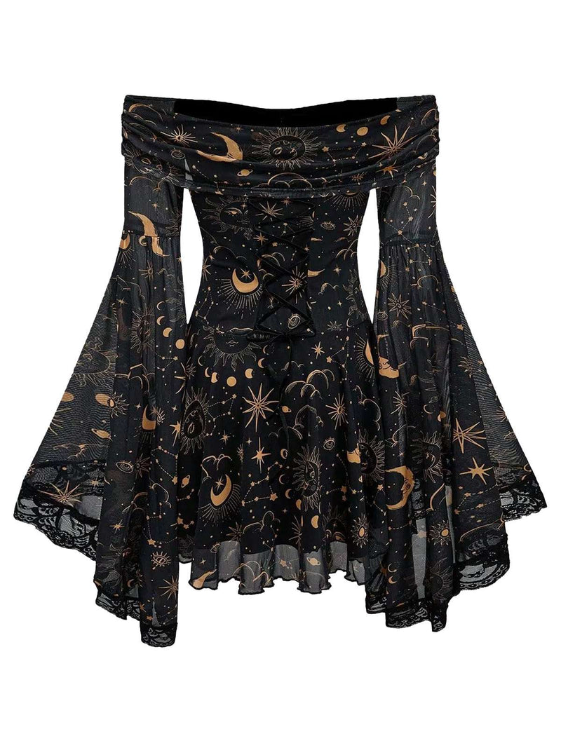 sun and moon off the shoulder dress Summer Moon Off The Shoulder Maxi Dress Brown