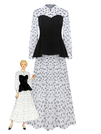 White 1980s Butterfly Pearl Pleated Velvet Corset Midi Dress - vintage dress, retro fashion, pure white