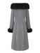 1980s Fur Trim Solid Faux-Wool Coat - vintage fashion, retro style