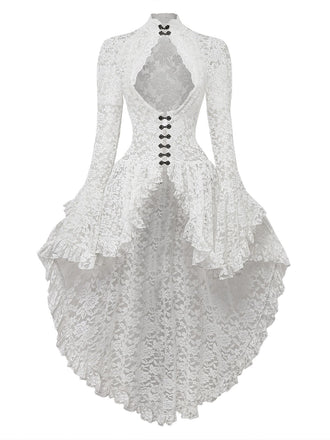 1980s Gigot Sleeve Victorian Lace Dress - vintage dress, retro fashion