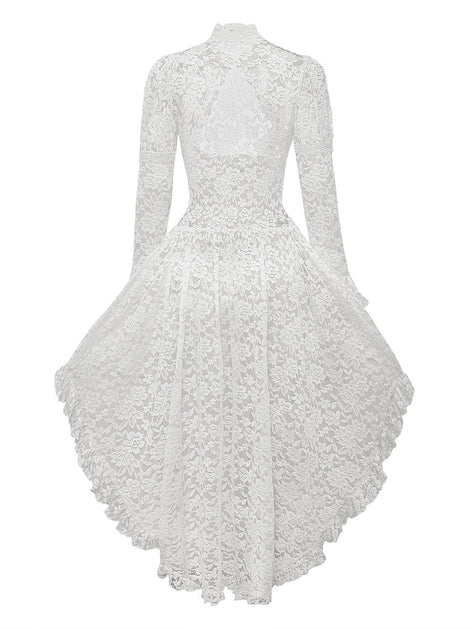 Pre-Sale] White 1980s Gigot Sleeve Victorian Lace Dress