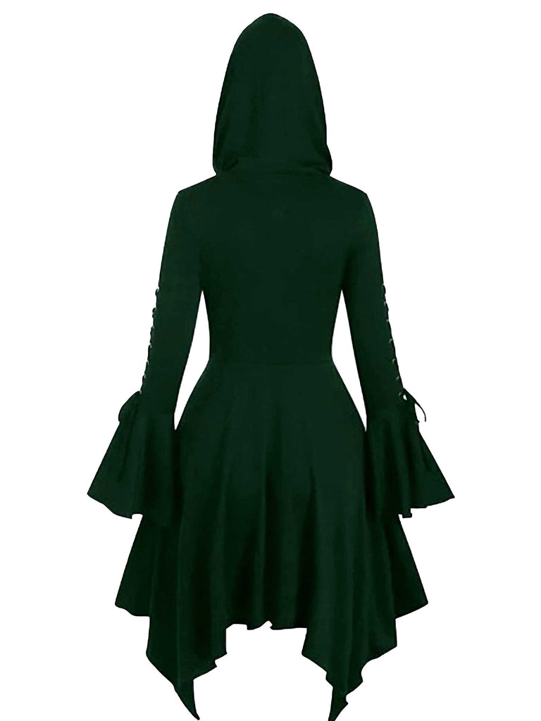 1980s Gothic Hooded Punk Long Jacket - vintage fashion, retro style