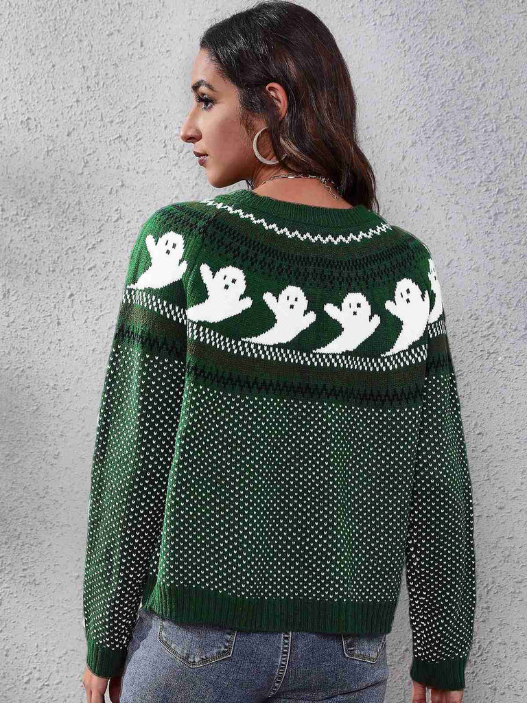 1980s Halloween Boo Polka Dot Knitted Sweater - vintage fashion, retro style