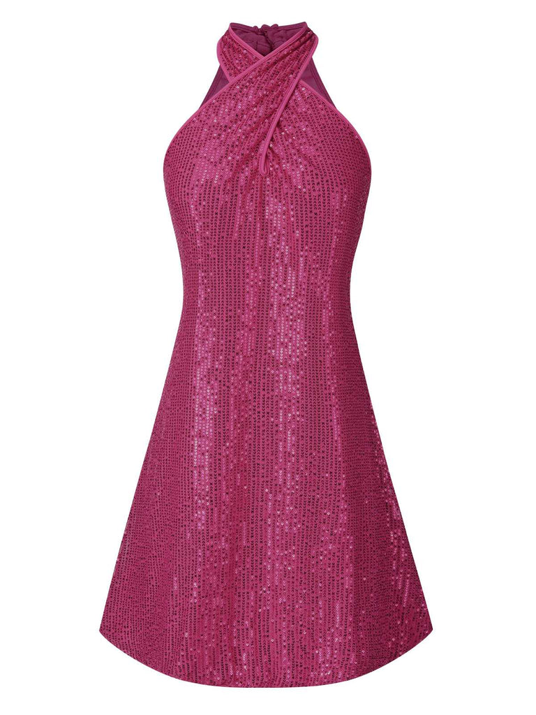 1980s Halter Off-Shoulder Sequined Dress: where 1980s romance meets her modern spirit