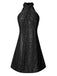 She slips into this 1980s Halter Off-Shoulder Sequined Dress and suddenly it's a 1980s daydream