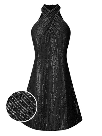 1980s Halter Off-Shoulder Sequined Dress — a 1980s silhouette that turns sidewalks into runways