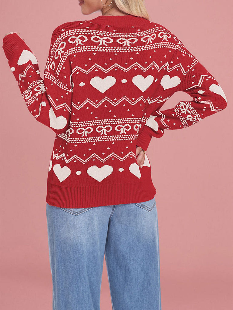 1980s Heart Pattern Valentine's Sweater - vintage fashion, retro style