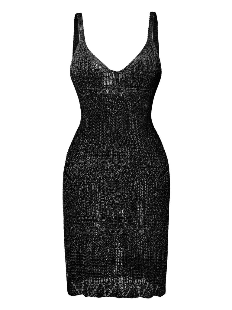 Cover Slit 1980s Hollow U-Neck Side Slit Cover-Up | Retro Stage