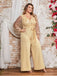 Light Yellow 1980s Sequined Tassel Mesh Bow Jumpsuit - vintage jumpsuit, retro fashion