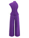 Purple 1980s Solid Irregular Sleeve Fitted Jumpsuit - vintage jumpsuit, retro fashion