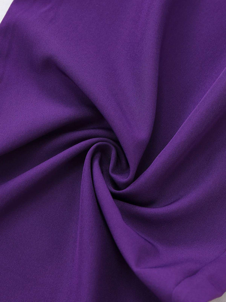 Purple 1980s Solid Irregular Sleeve Fitted Jumpsuit - vintage jumpsuit, retro fashion